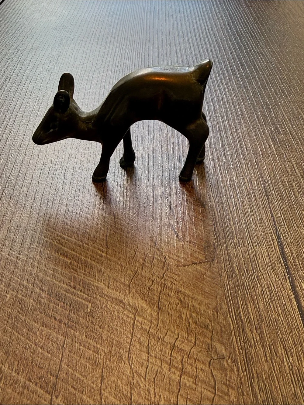 Vintage Solid Brass Grazing Deer Fawn Figurine
